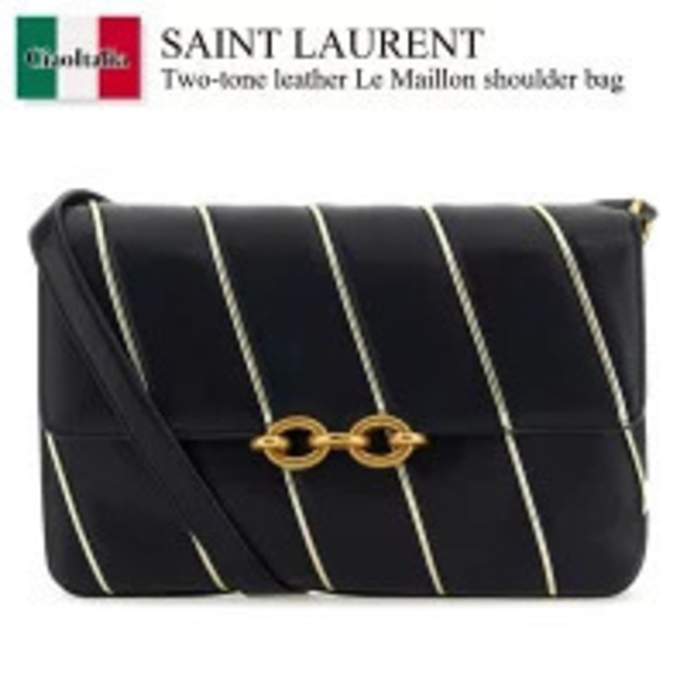 Saint Laurent Bag Handbag Two Tone Leather Le Maillon Shoulder COPUW Pouch